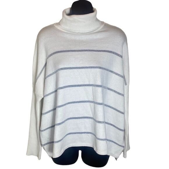 Cupcakes & cashmere turtleneck sweater Sydney metallic striped NWT small - Picture 1 of 7
